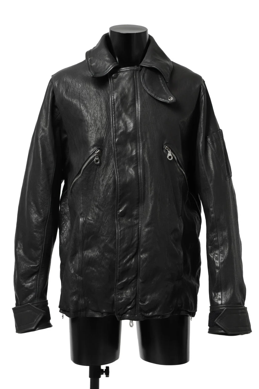 ISAMU KATAYAMA BACKLASH FLIGHT JACKET / GOAT LEATHER (GARMENT+SPRAY DYED / BLACK)