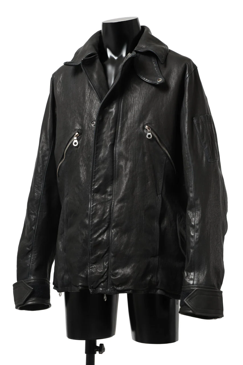 ISAMU KATAYAMA BACKLASH FLIGHT JACKET / GOAT LEATHER (GARMENT+SPRAY DYED / BLACK) - Image 10