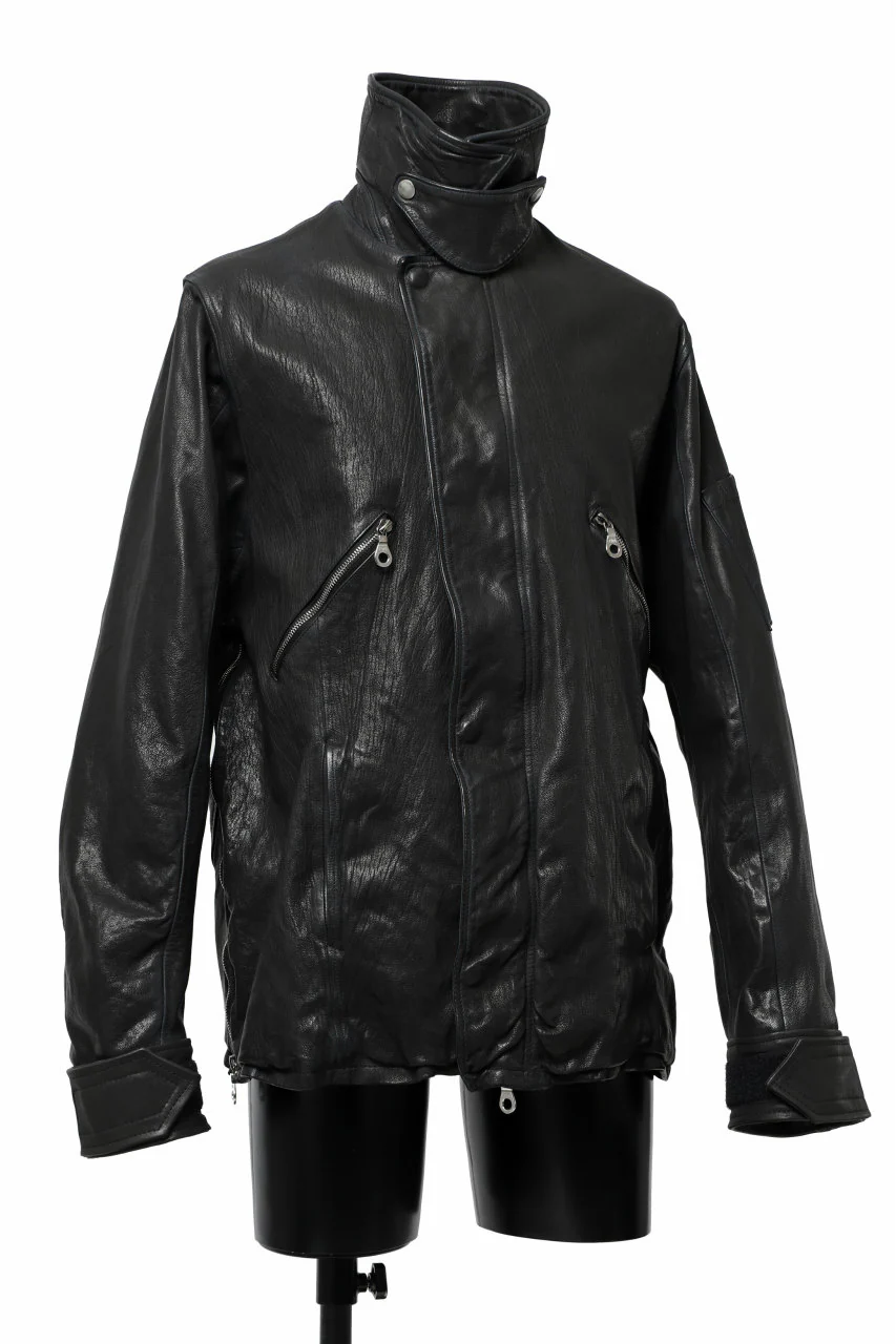 ISAMU KATAYAMA BACKLASH FLIGHT JACKET / GOAT LEATHER (GARMENT+SPRAY DYED / BLACK) - Image 11
