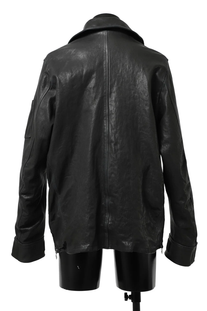 ISAMU KATAYAMA BACKLASH FLIGHT JACKET / GOAT LEATHER (GARMENT+SPRAY DYED / BLACK) - Image 13
