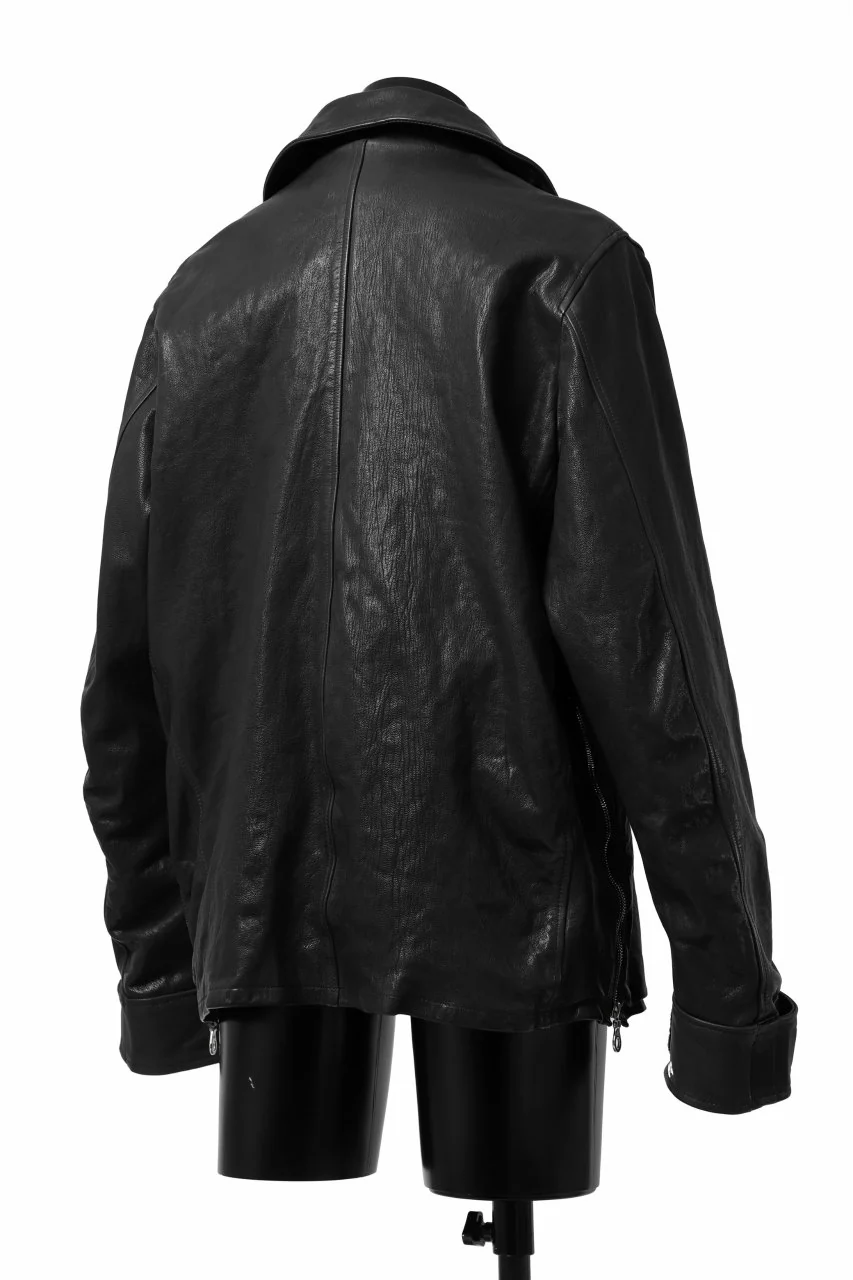 ISAMU KATAYAMA BACKLASH FLIGHT JACKET / GOAT LEATHER (GARMENT+SPRAY DYED / BLACK) - Image 14