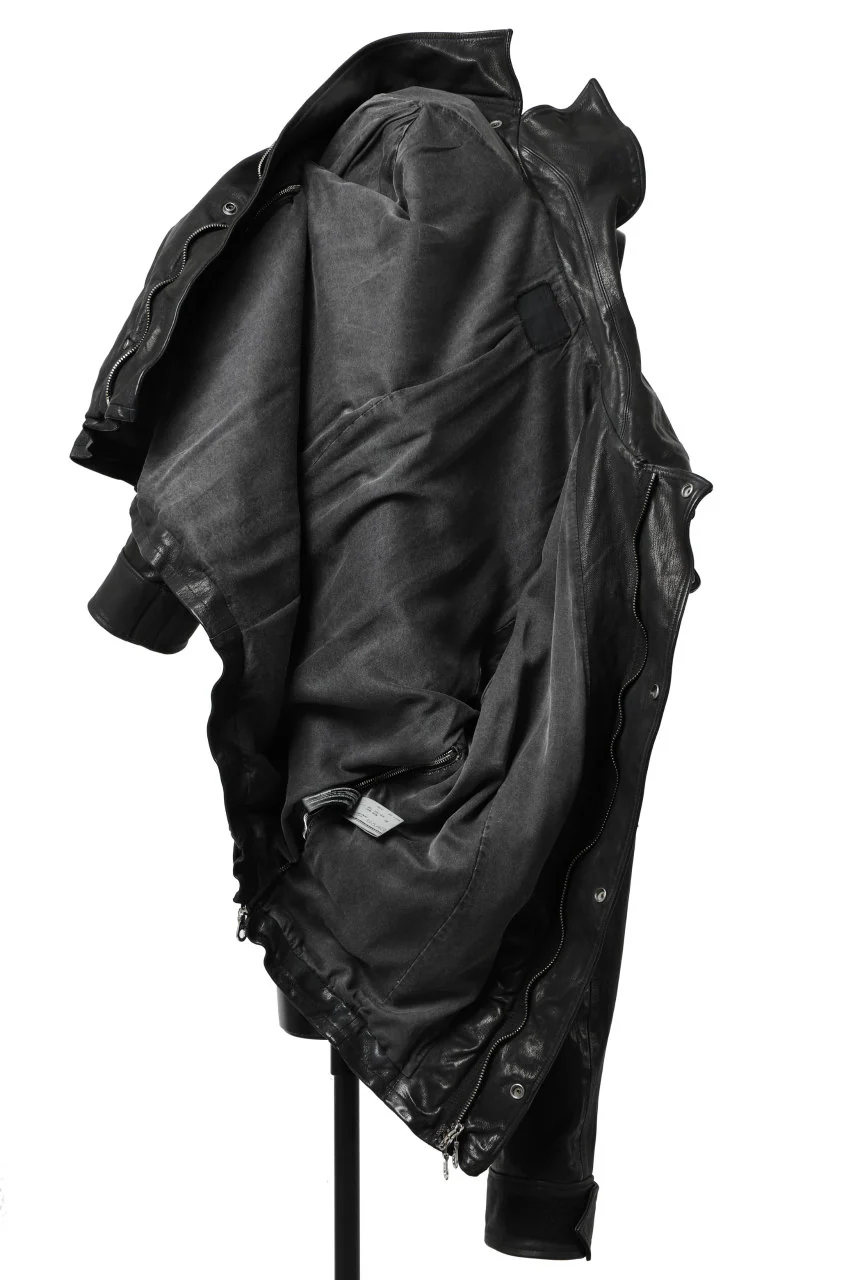 ISAMU KATAYAMA BACKLASH FLIGHT JACKET / GOAT LEATHER (GARMENT+SPRAY DYED / BLACK) - Image 15