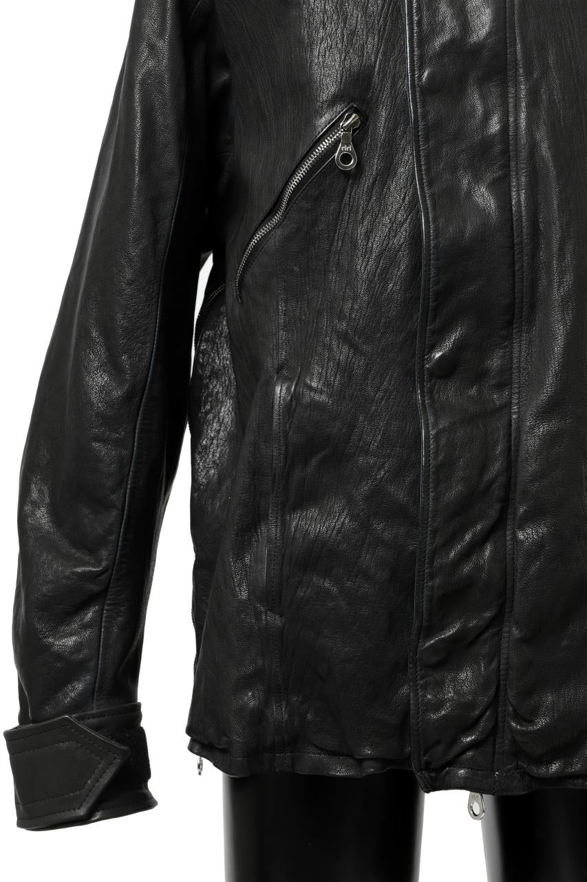 ISAMU KATAYAMA BACKLASH FLIGHT JACKET / GOAT LEATHER (GARMENT+SPRAY DYED / BLACK) - Image 16