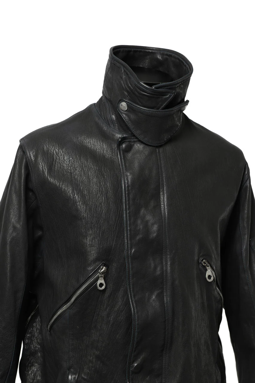 ISAMU KATAYAMA BACKLASH FLIGHT JACKET / GOAT LEATHER (GARMENT+SPRAY DYED / BLACK) - Image 17