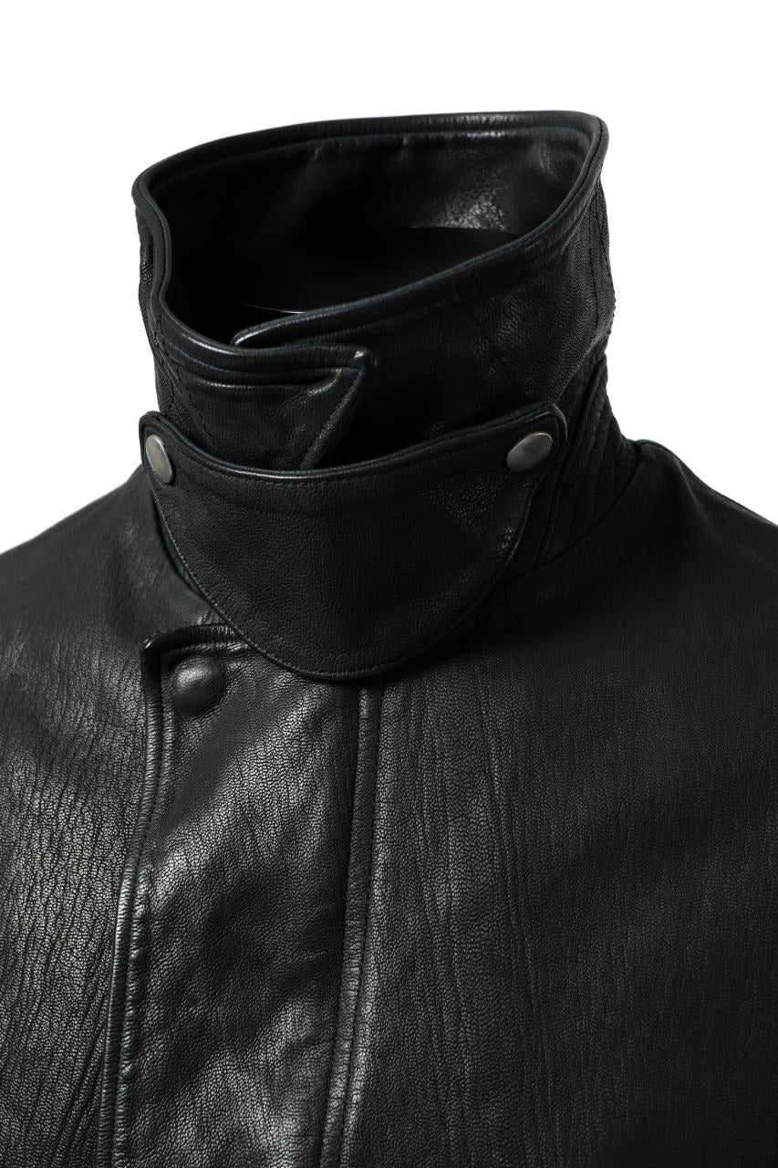 ISAMU KATAYAMA BACKLASH FLIGHT JACKET / GOAT LEATHER (GARMENT+SPRAY DYED / BLACK) - Image 18