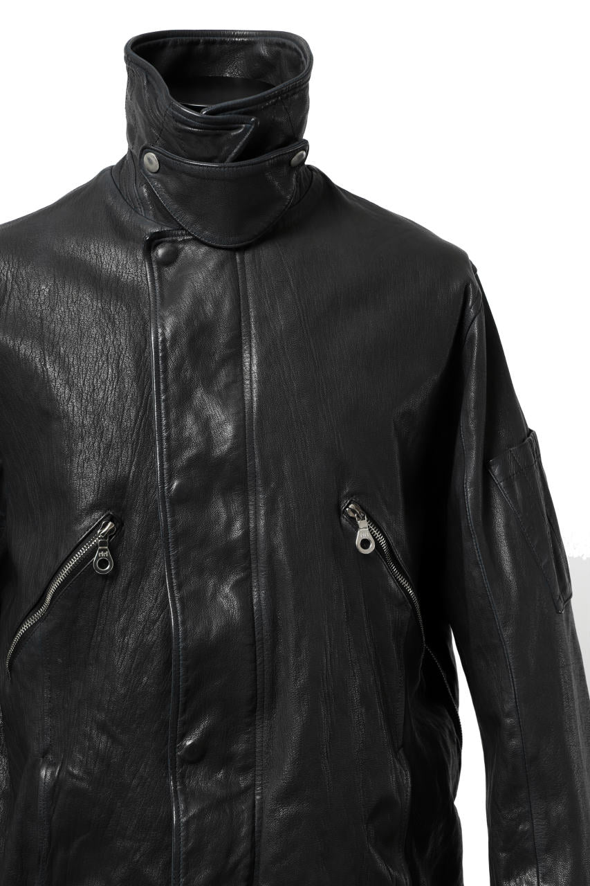 ISAMU KATAYAMA BACKLASH FLIGHT JACKET / GOAT LEATHER (GARMENT+SPRAY DYED / BLACK) - Image 19