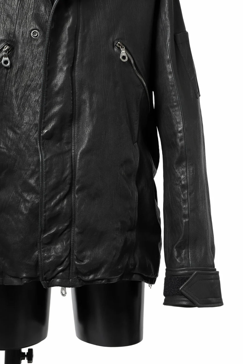 ISAMU KATAYAMA BACKLASH FLIGHT JACKET / GOAT LEATHER (GARMENT+SPRAY DYED / BLACK) - Image 23
