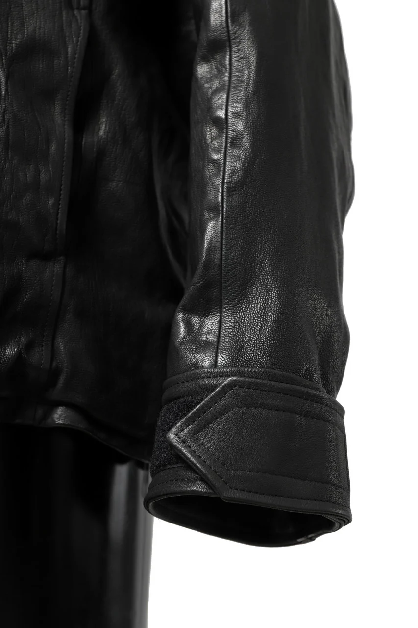 ISAMU KATAYAMA BACKLASH FLIGHT JACKET / GOAT LEATHER (GARMENT+SPRAY DYED / BLACK) - Image 25