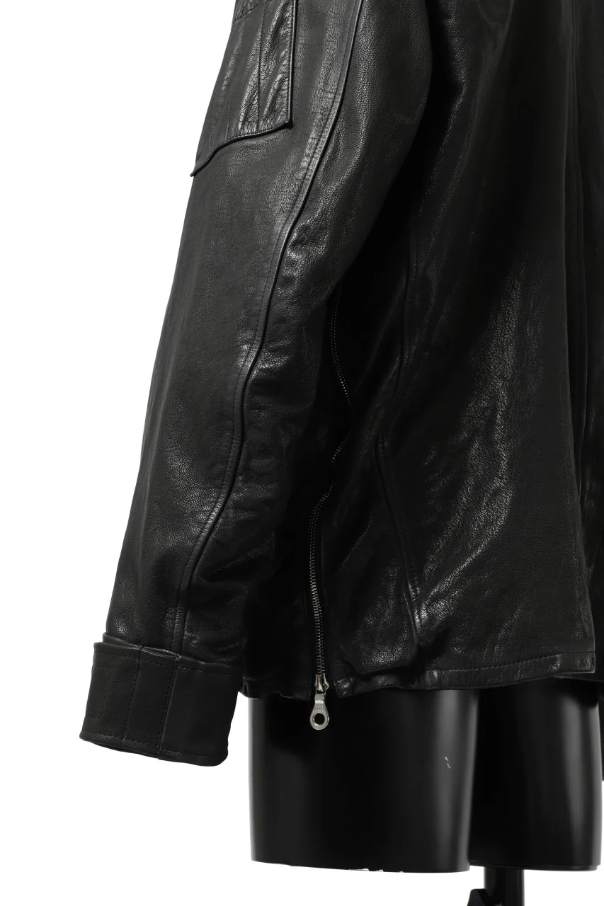 ISAMU KATAYAMA BACKLASH FLIGHT JACKET / GOAT LEATHER (GARMENT+SPRAY DYED / BLACK) - Image 27