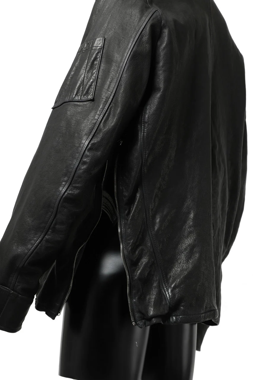 ISAMU KATAYAMA BACKLASH FLIGHT JACKET / GOAT LEATHER (GARMENT+SPRAY DYED / BLACK) - Image 28
