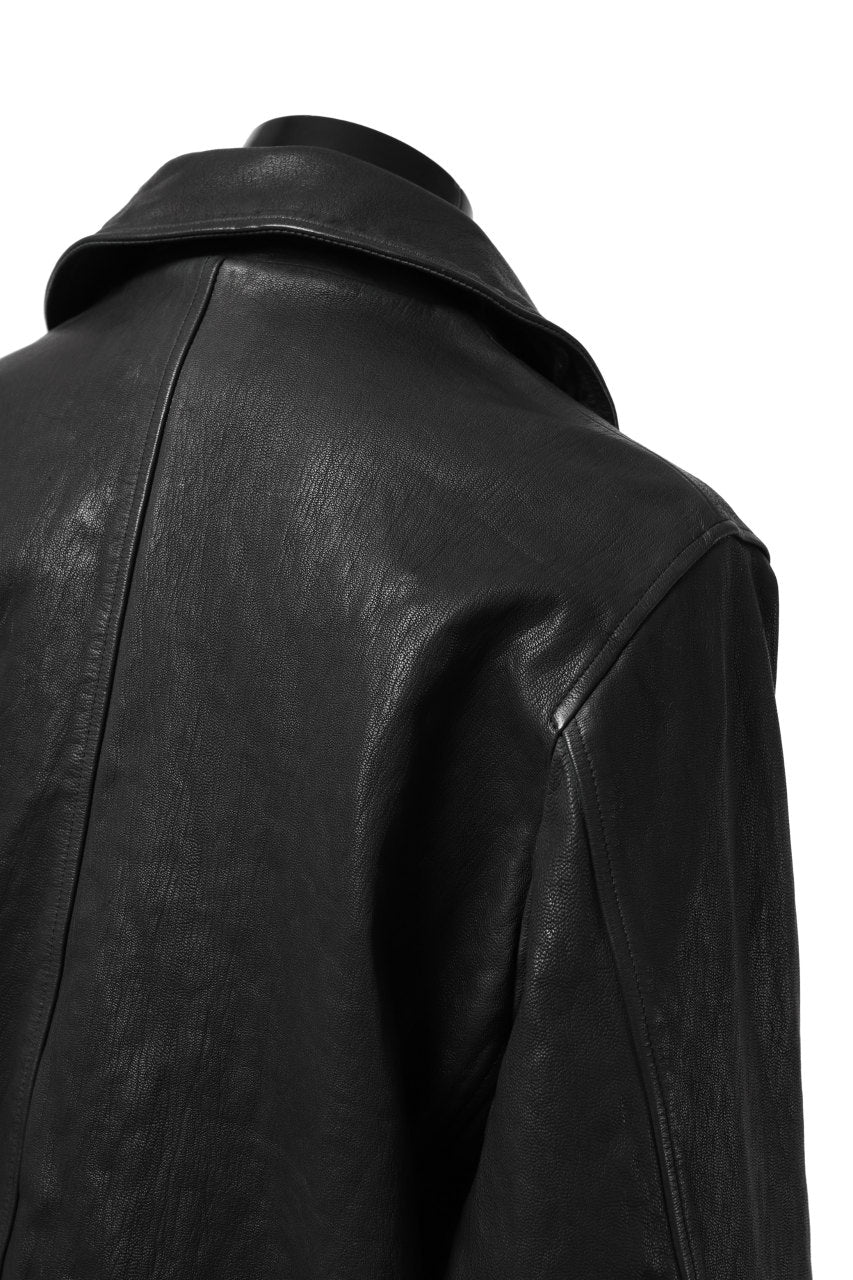 ISAMU KATAYAMA BACKLASH FLIGHT JACKET / GOAT LEATHER (GARMENT+SPRAY DYED / BLACK) - Image 31
