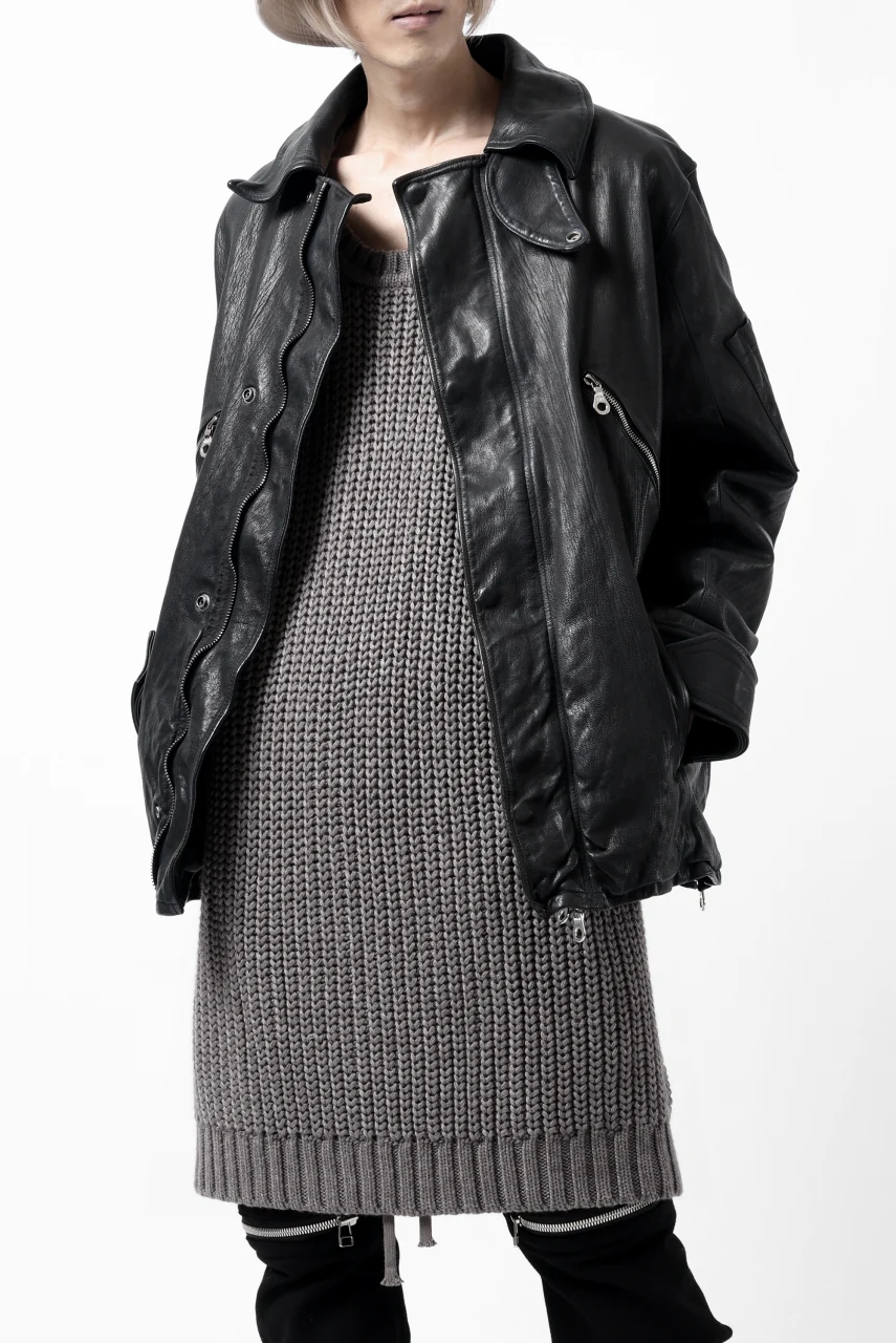 ISAMU KATAYAMA BACKLASH FLIGHT JACKET / GOAT LEATHER (GARMENT+SPRAY DYED / BLACK) - Image 8
