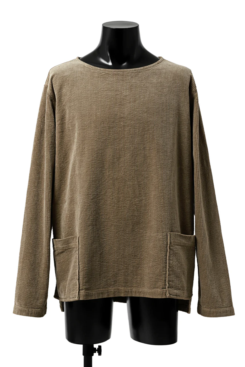 ISAMU KATAYAMA BACKLASH GARENT-DYED PULLOVER / 7W STRETCH CORDUROY (KHAKI)