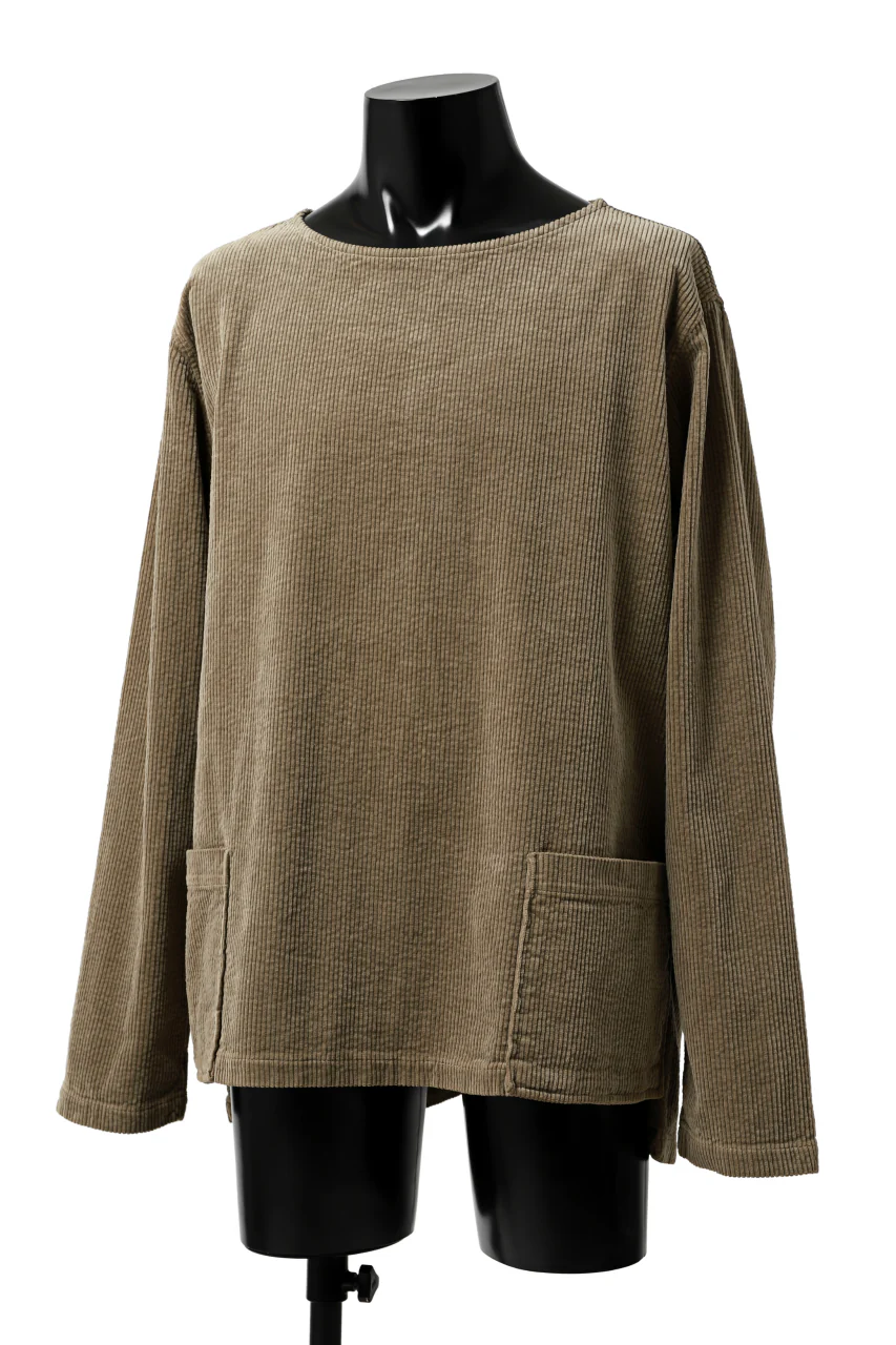 ISAMU KATAYAMA BACKLASH GARENT-DYED PULLOVER / 7W STRETCH CORDUROY (KHAKI) - Image 2