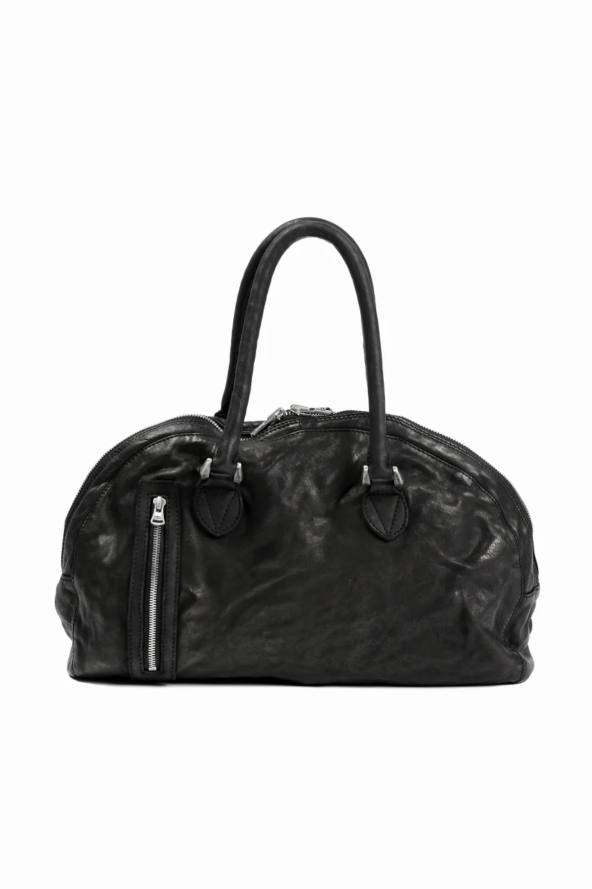 ISAMU KATAYAMA BACKLASH GYM BAG / Italy Shoulder + Steer OBJECT DYED (BLACK)
