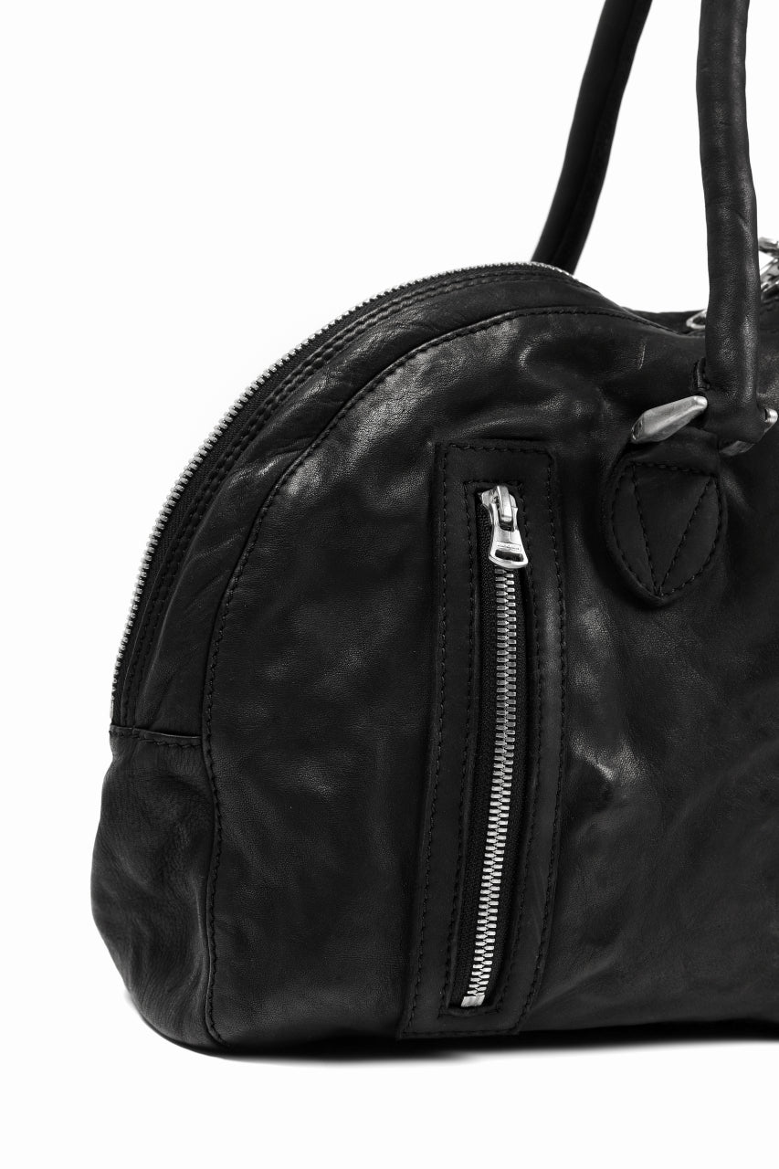 ISAMU KATAYAMA BACKLASH GYM BAG / Italy Shoulder + Steer OBJECT DYED (BLACK) - Image 13