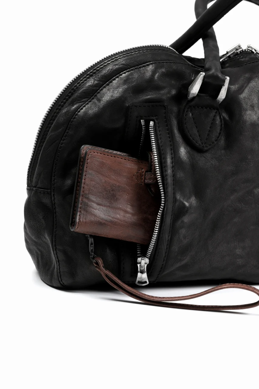 ISAMU KATAYAMA BACKLASH GYM BAG / Italy Shoulder + Steer OBJECT DYED (BLACK) - Image 15