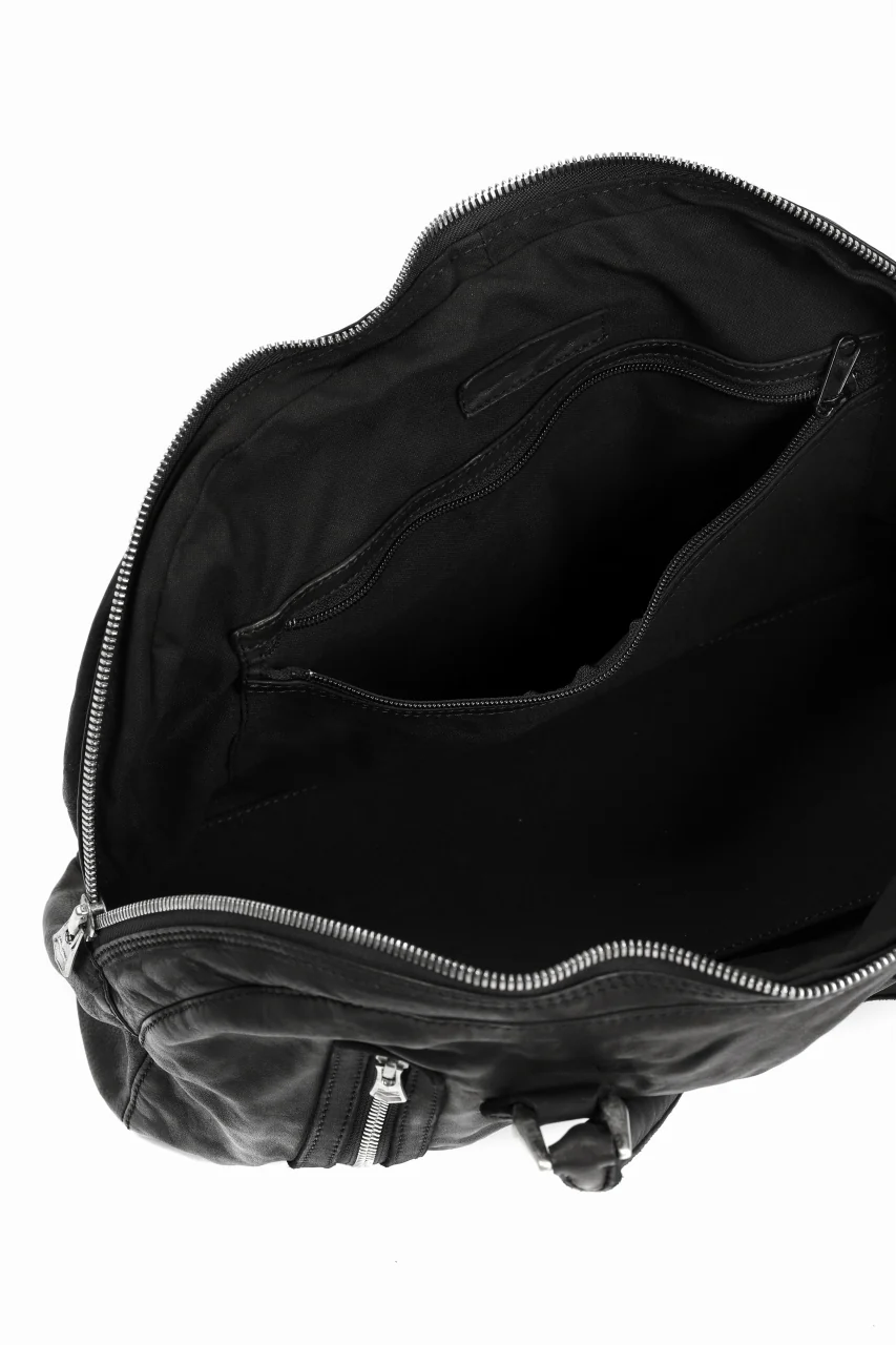 ISAMU KATAYAMA BACKLASH GYM BAG / Italy Shoulder + Steer OBJECT DYED (BLACK) - Image 24