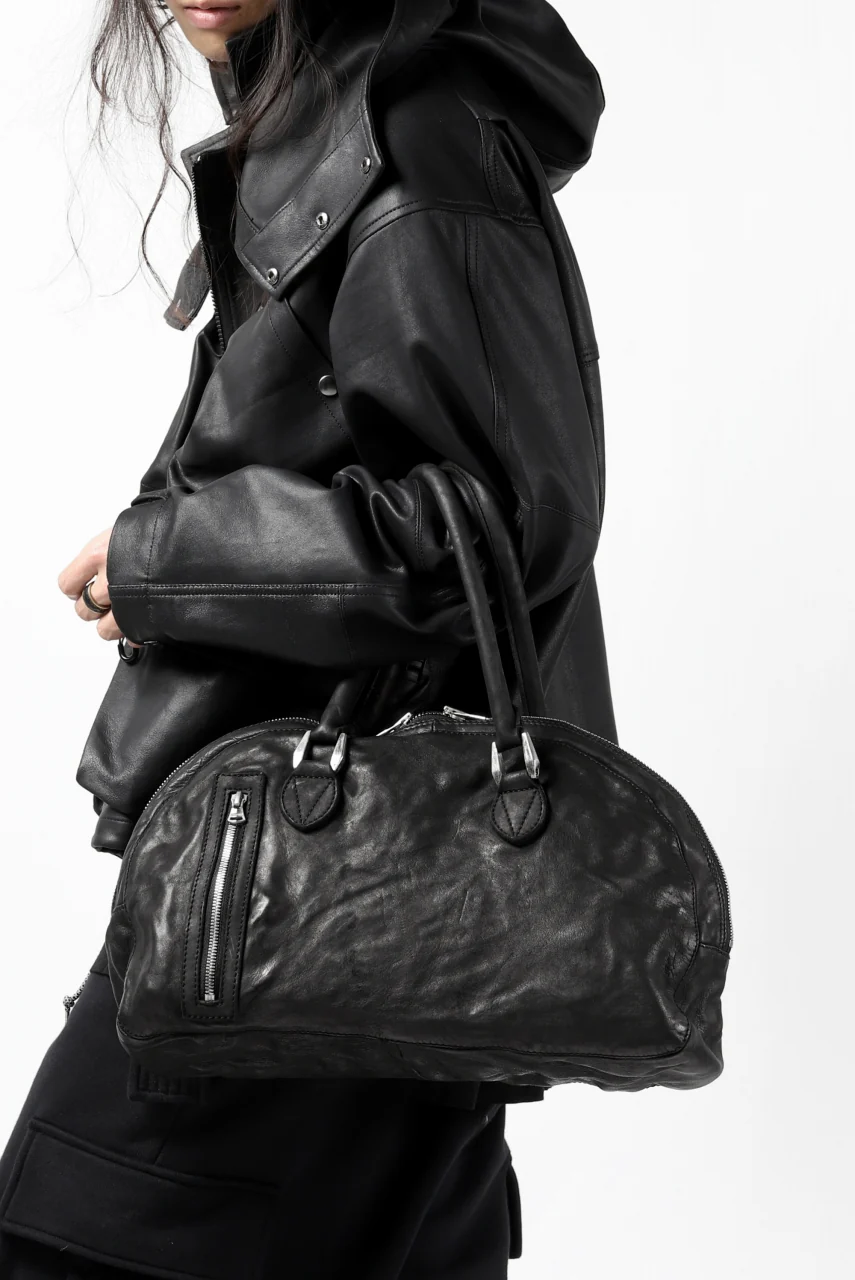 ISAMU KATAYAMA BACKLASH GYM BAG / Italy Shoulder + Steer OBJECT DYED (BLACK) - Image 29