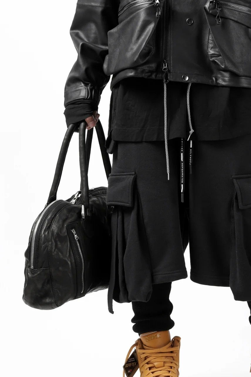 ISAMU KATAYAMA BACKLASH GYM BAG / Italy Shoulder + Steer OBJECT DYED (BLACK) - Image 31