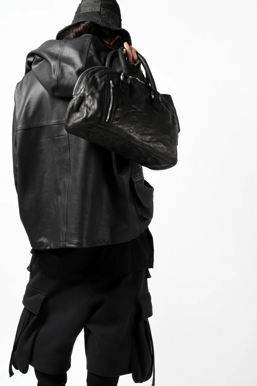 ISAMU KATAYAMA BACKLASH GYM BAG / Italy Shoulder + Steer OBJECT DYED (BLACK) - Image 34