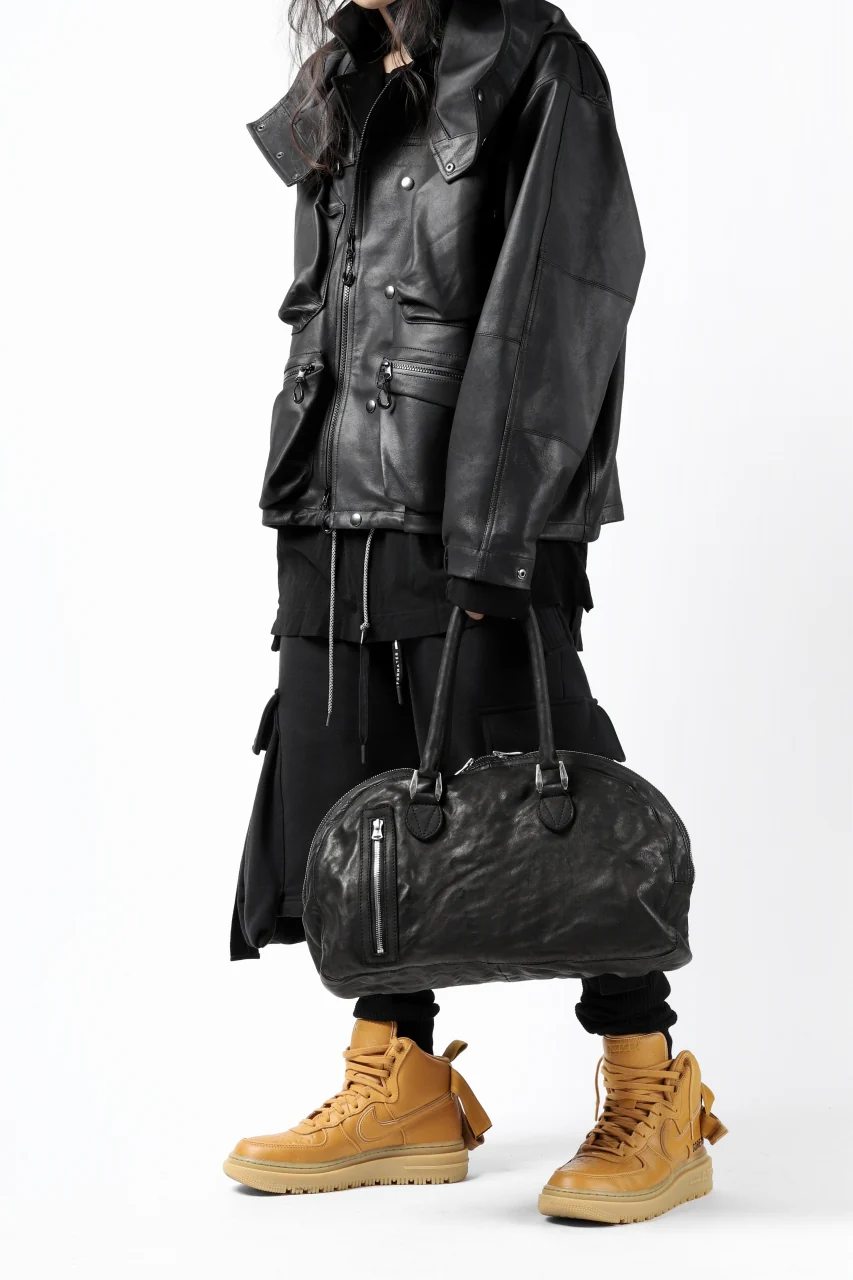 ISAMU KATAYAMA BACKLASH GYM BAG / Italy Shoulder + Steer OBJECT DYED (BLACK) - Image 36