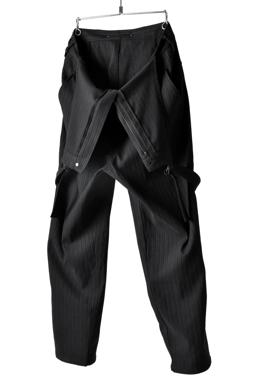 ISAMU KATAYAMA BACKLASH HERRINGBONE STRIPE SALOPETTE PANTS (BLACK STRIPE)