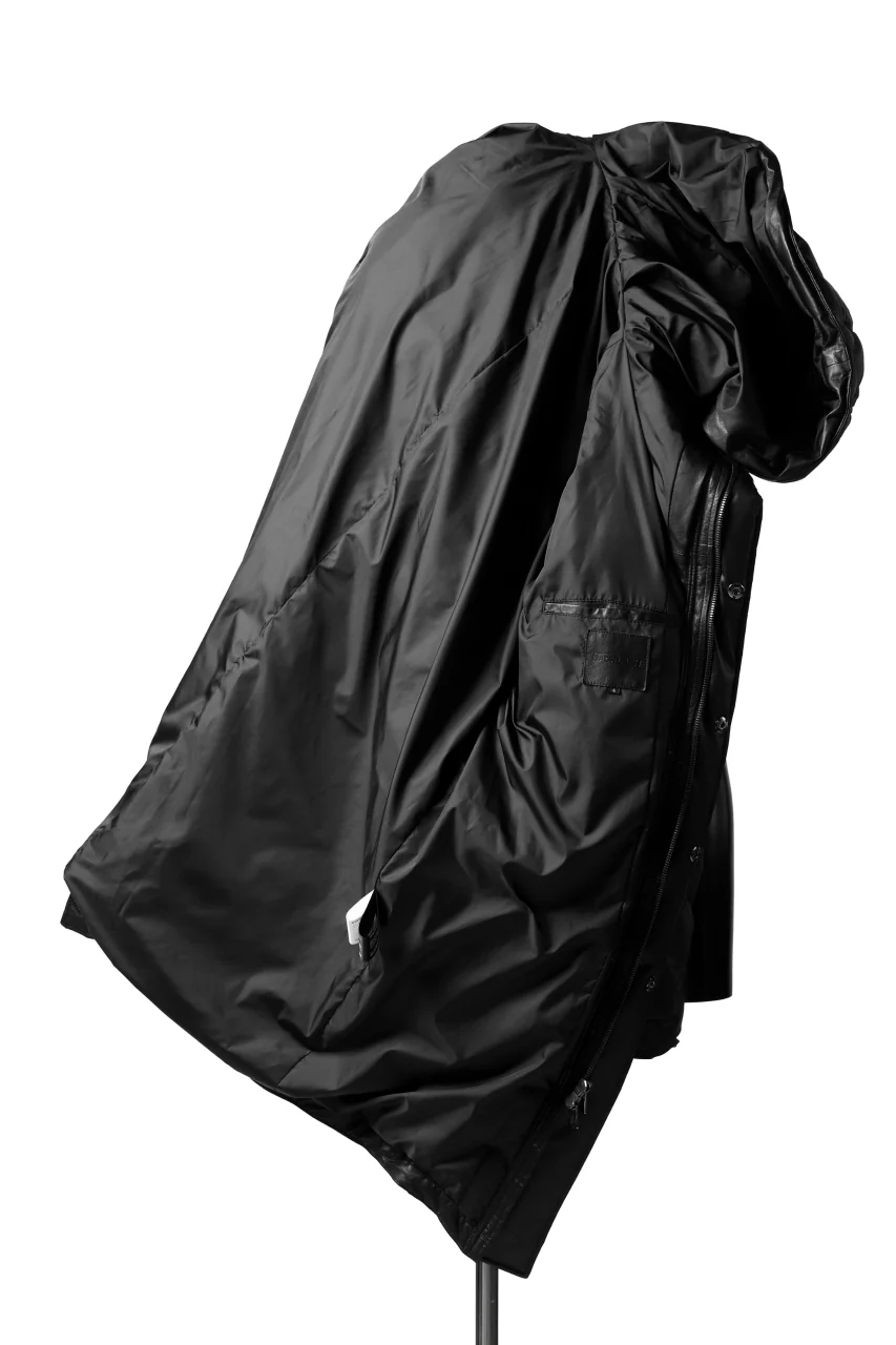 ISAMU KATAYAMA BACKLASH HOODED DAWN COAT / [KANGAROO LEATHER / POLAND WHITE GOOSE] (BLACK) - Image 21