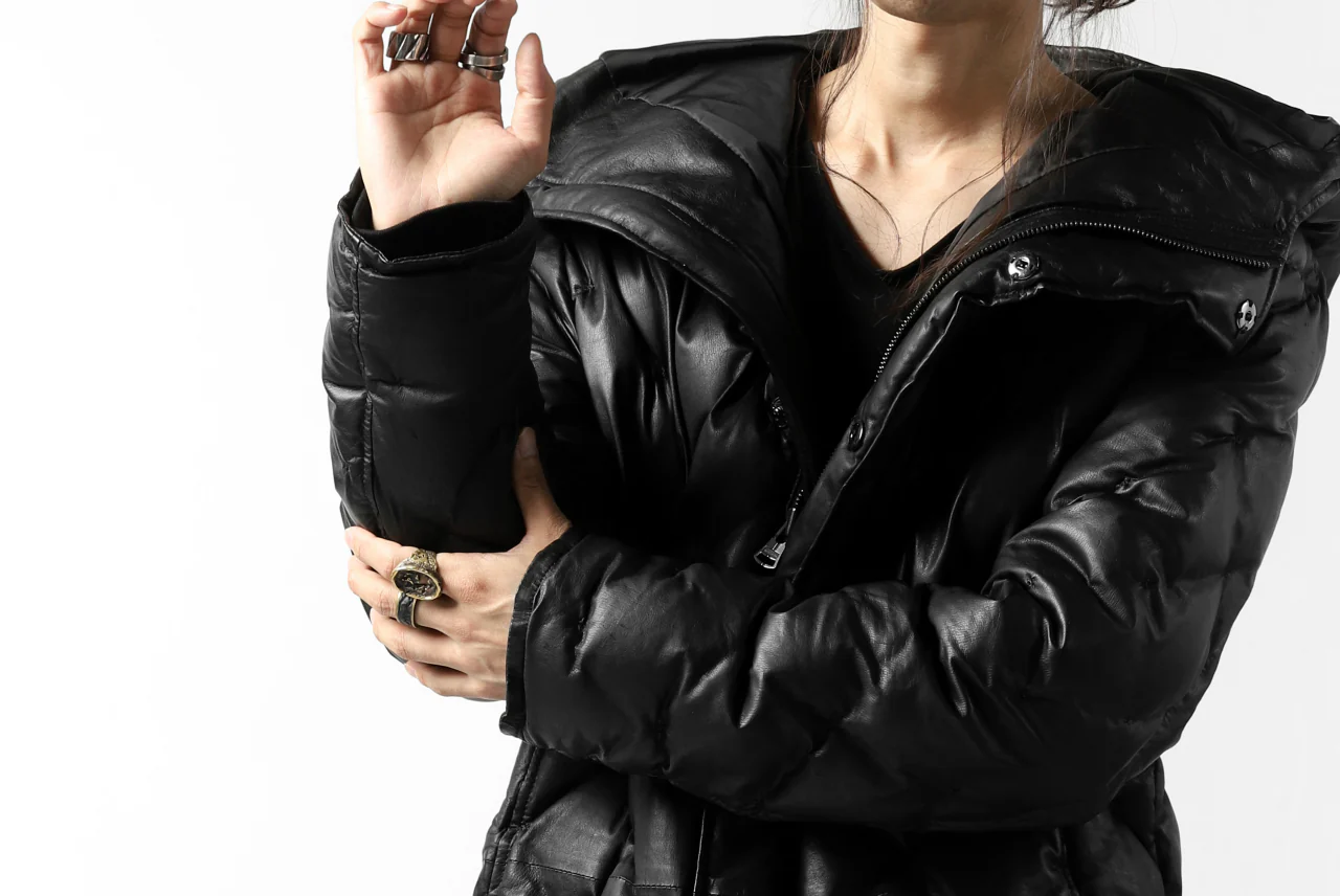 ISAMU KATAYAMA BACKLASH HOODED DAWN COAT / [KANGAROO LEATHER / POLAND WHITE GOOSE] (BLACK) - Image 38
