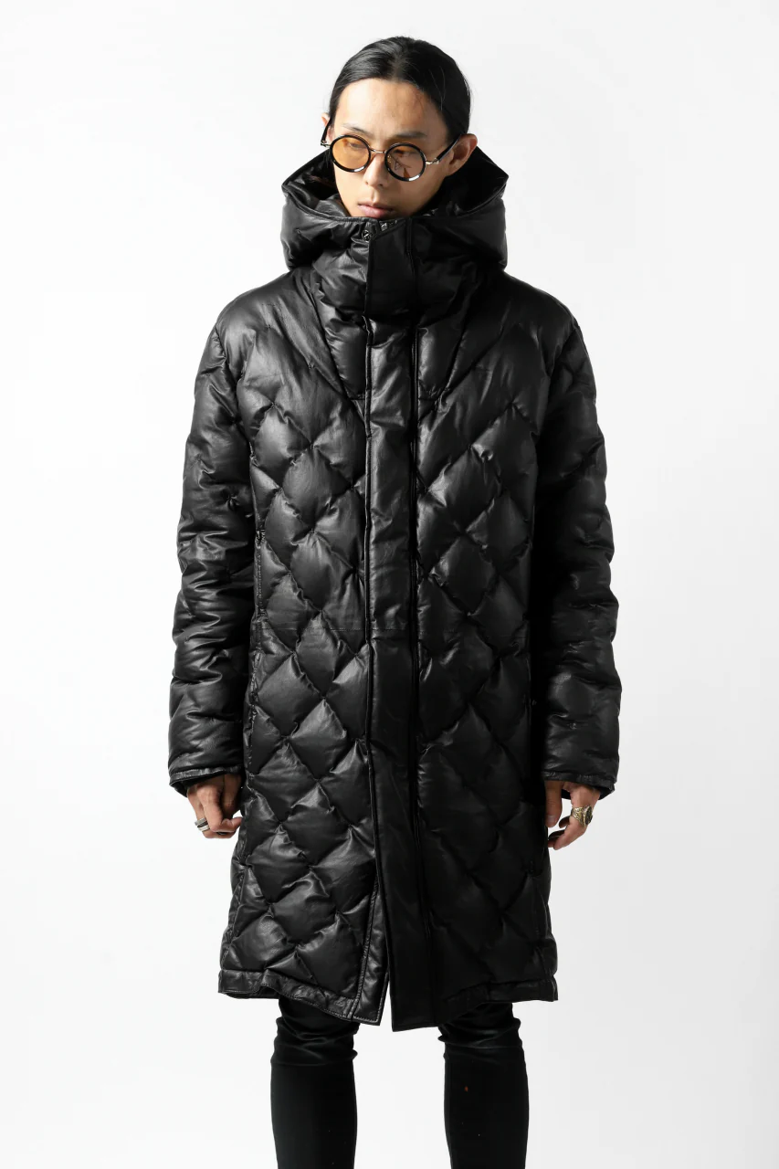 ISAMU KATAYAMA BACKLASH HOODED DAWN COAT / [KANGAROO LEATHER / POLAND WHITE GOOSE] (BLACK) - Image 7