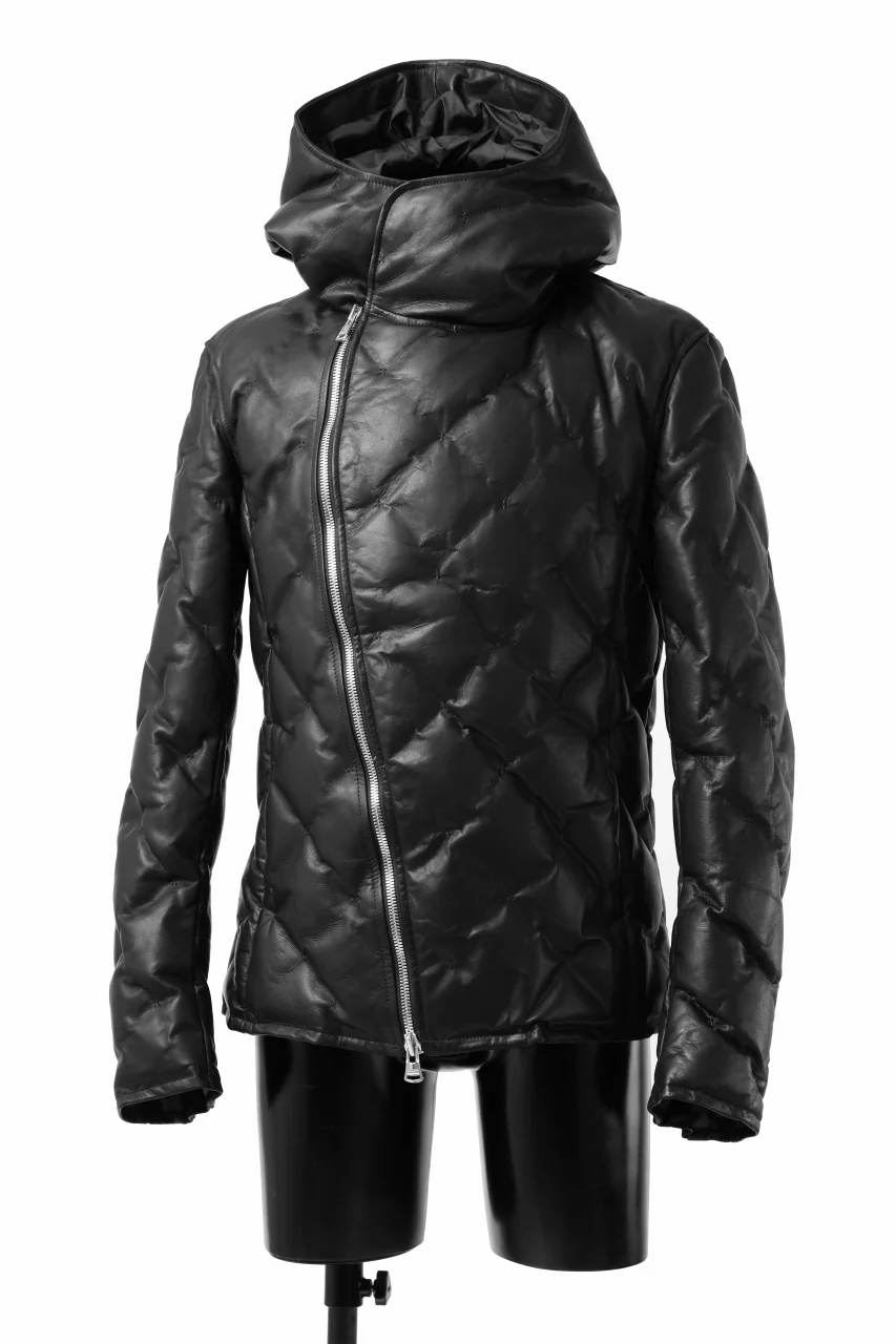 ISAMU KATAYAMA BACKLASH HOODED DOWN BLOUSON / LUXURY STEER + POLISH WHITE GOOSE (BLACK) - Image 3