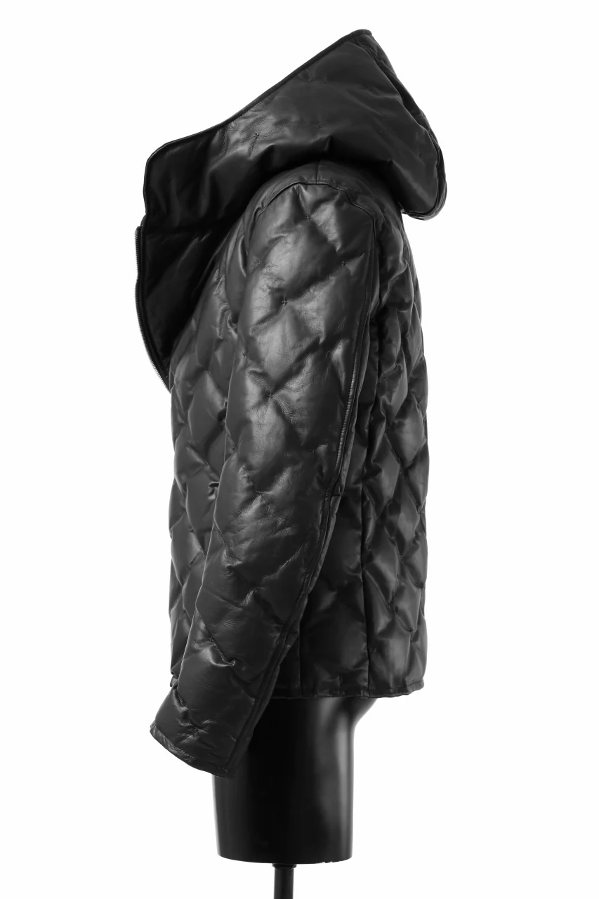 ISAMU KATAYAMA BACKLASH HOODED DOWN BLOUSON / LUXURY STEER + POLISH WHITE GOOSE (BLACK) - Image 5