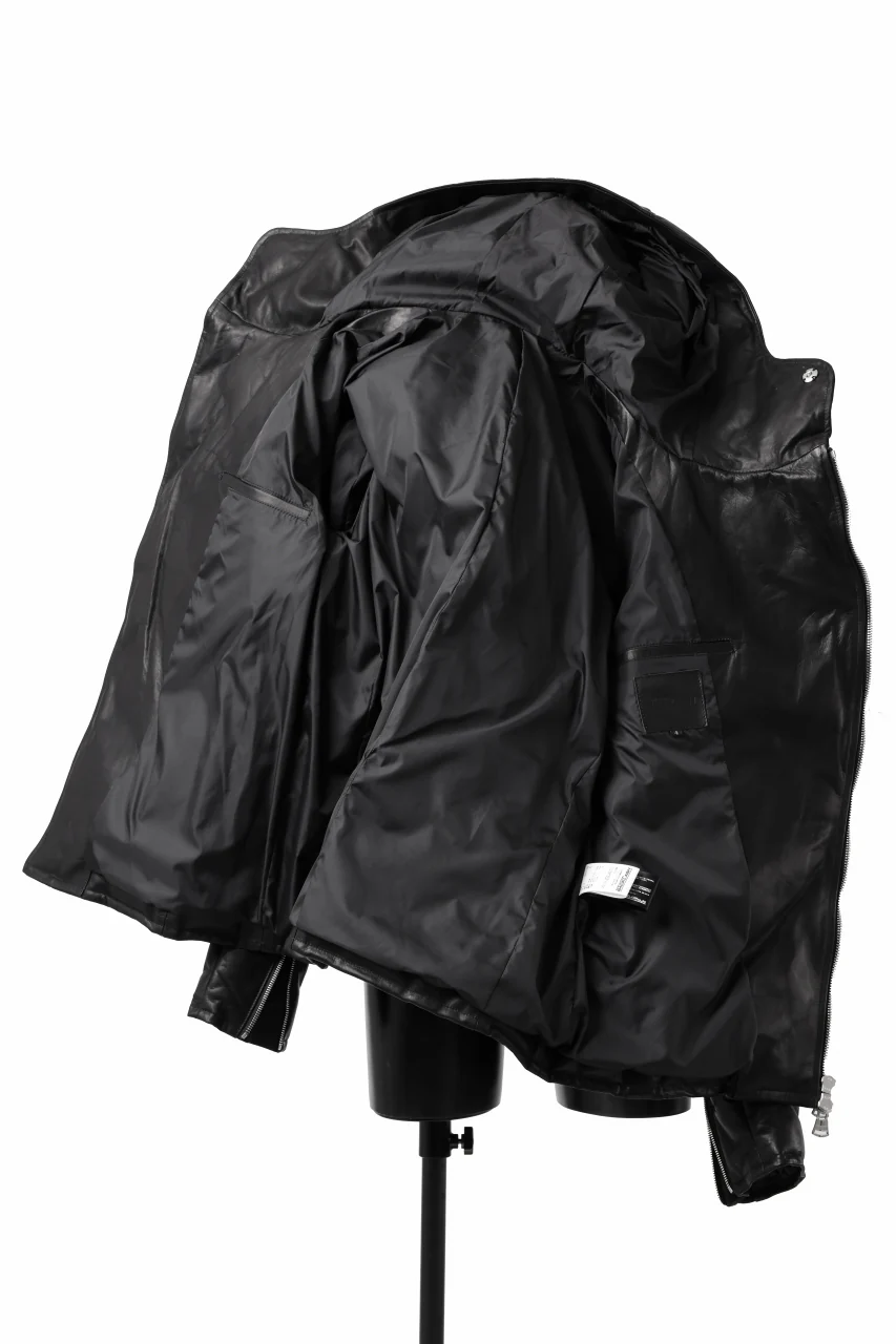 ISAMU KATAYAMA BACKLASH HOODED DOWN BLOUSON / LUXURY STEER + POLISH WHITE GOOSE (BLACK) - Image 9