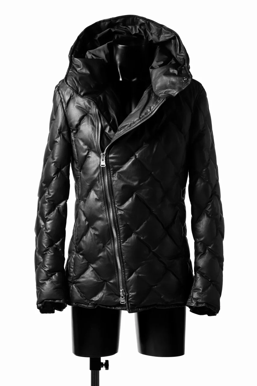 ISAMU KATAYAMA BACKLASH HOODED DOWN JACKET / [KANGAROO LEATHER / POLAND WHITE GOOSE] (BLACK) - Image 2