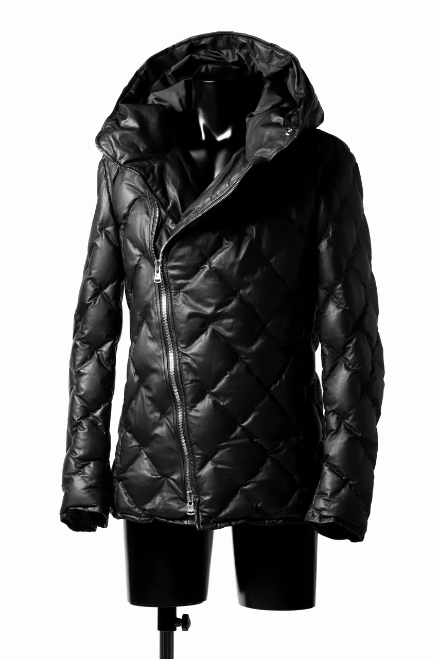 ISAMU KATAYAMA BACKLASH HOODED DOWN JACKET / [KANGAROO LEATHER / POLAND WHITE GOOSE] (BLACK) - Image 3