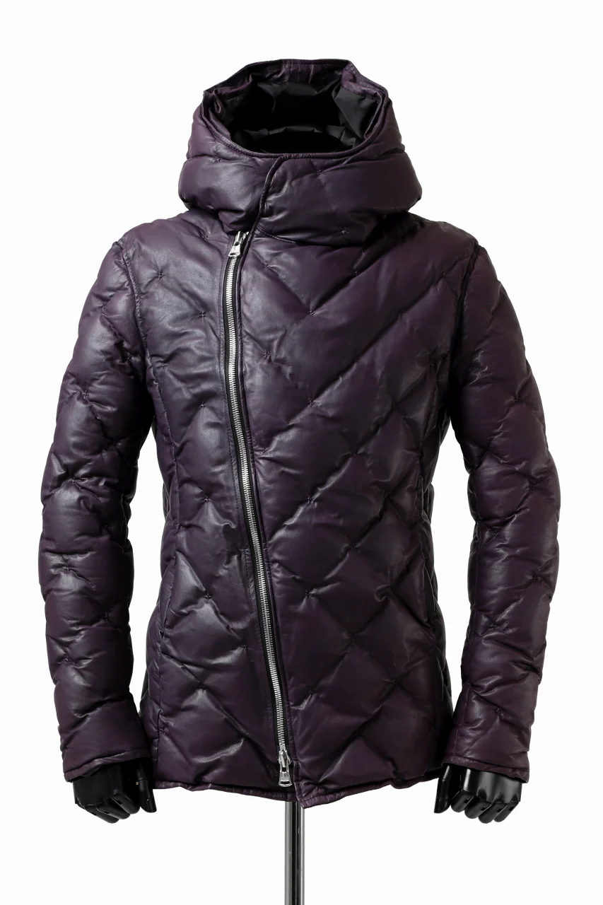 ISAMU KATAYAMA BACKLASH HOODED DOWN JACKET / KANGAROO + POLISH WHITE GOOSE (PURPLE)