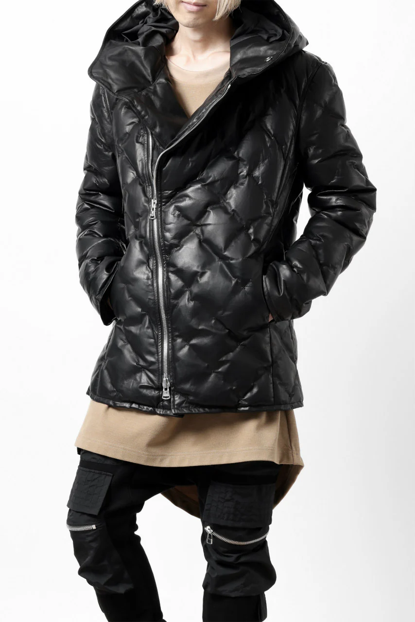 ISAMU KATAYAMA BACKLASH HOODED DOWN JACKET / LUXURY STEER + POLISH WHITE GOOSE (BLACK) - Image 4