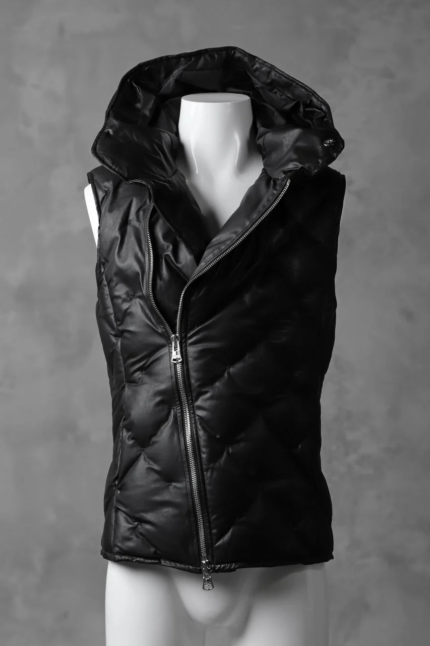 ISAMU KATAYAMA BACKLASH exclusive HOODED DOWN VEST /［KANGAROO LEATHER / POLAND WHITE GOOSE] (BLACK)