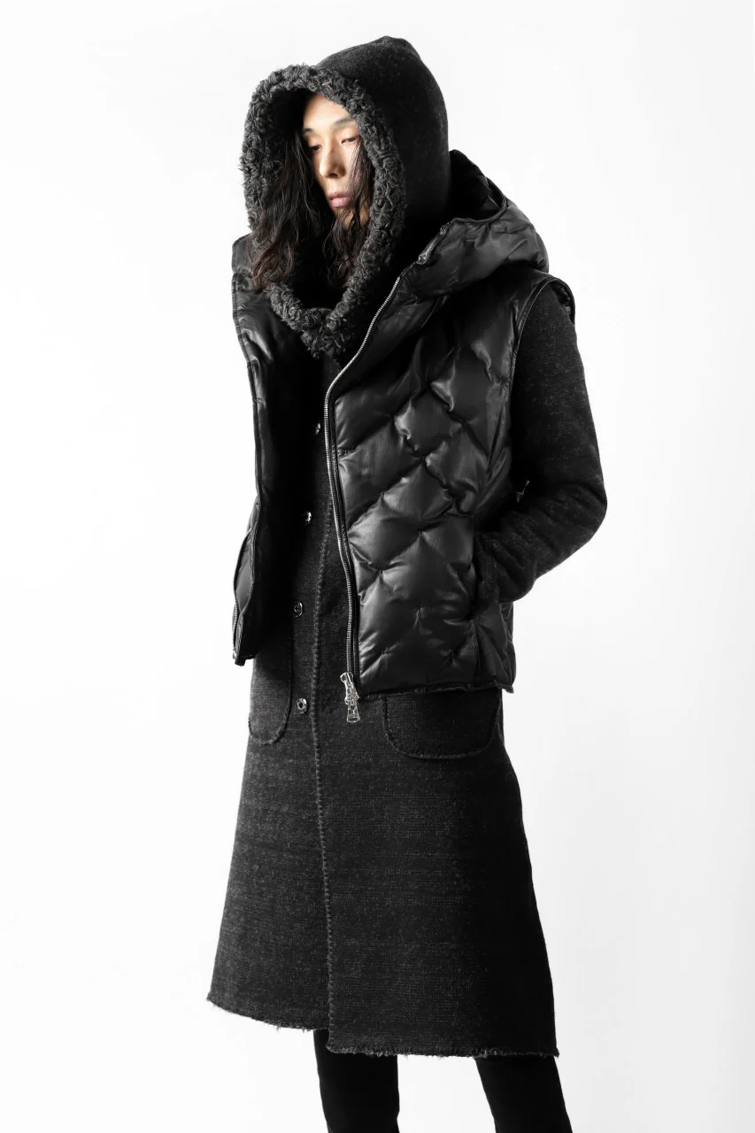 ISAMU KATAYAMA BACKLASH exclusive HOODED DOWN VEST /［KANGAROO LEATHER / POLAND WHITE GOOSE] (BLACK) - Image 15