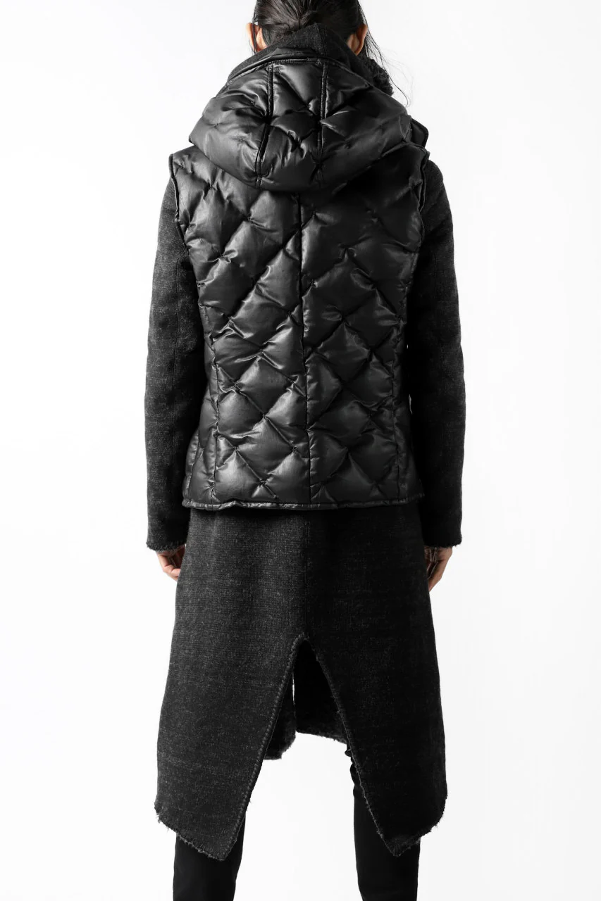 ISAMU KATAYAMA BACKLASH exclusive HOODED DOWN VEST /［KANGAROO LEATHER / POLAND WHITE GOOSE] (BLACK) - Image 8