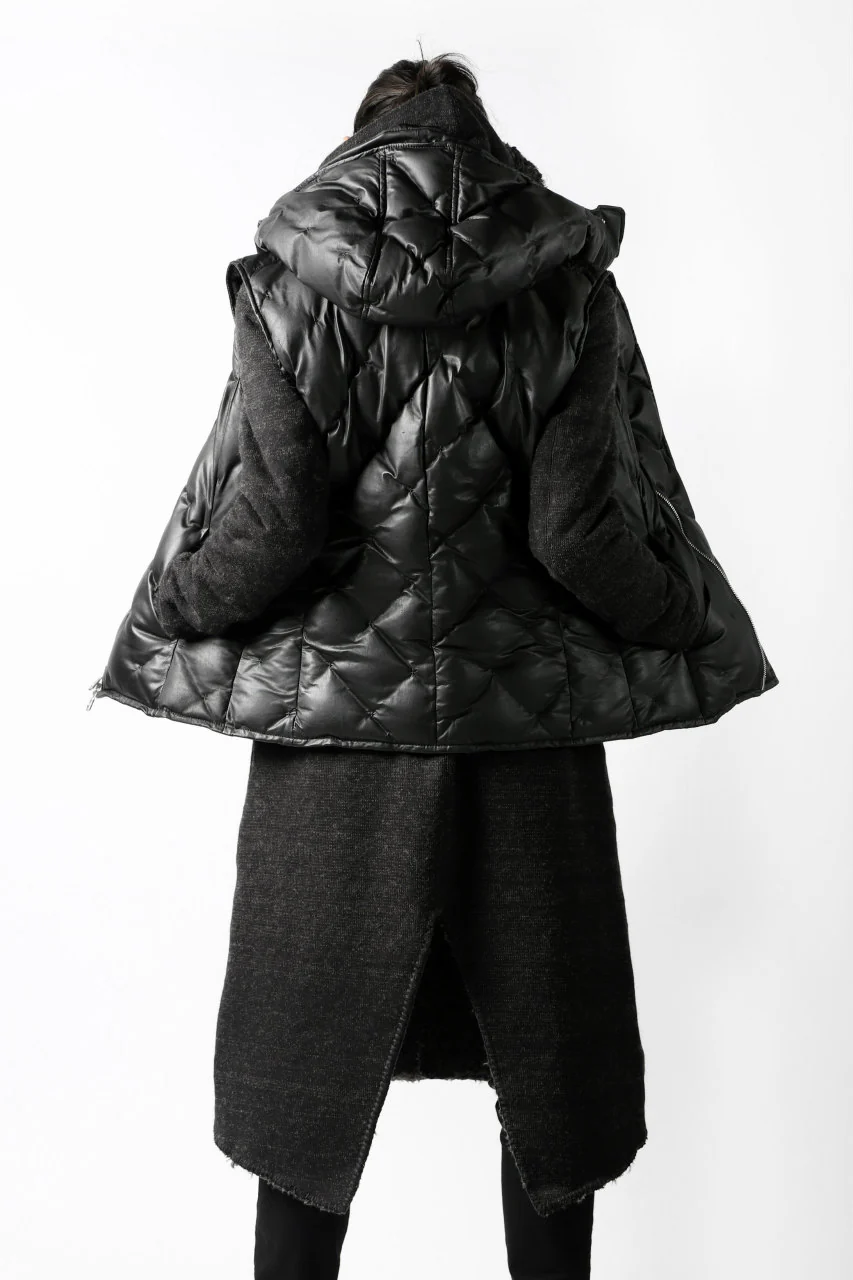 ISAMU KATAYAMA BACKLASH exclusive HOODED DOWN VEST /［KANGAROO LEATHER / POLAND WHITE GOOSE] (BLACK) - Image 9