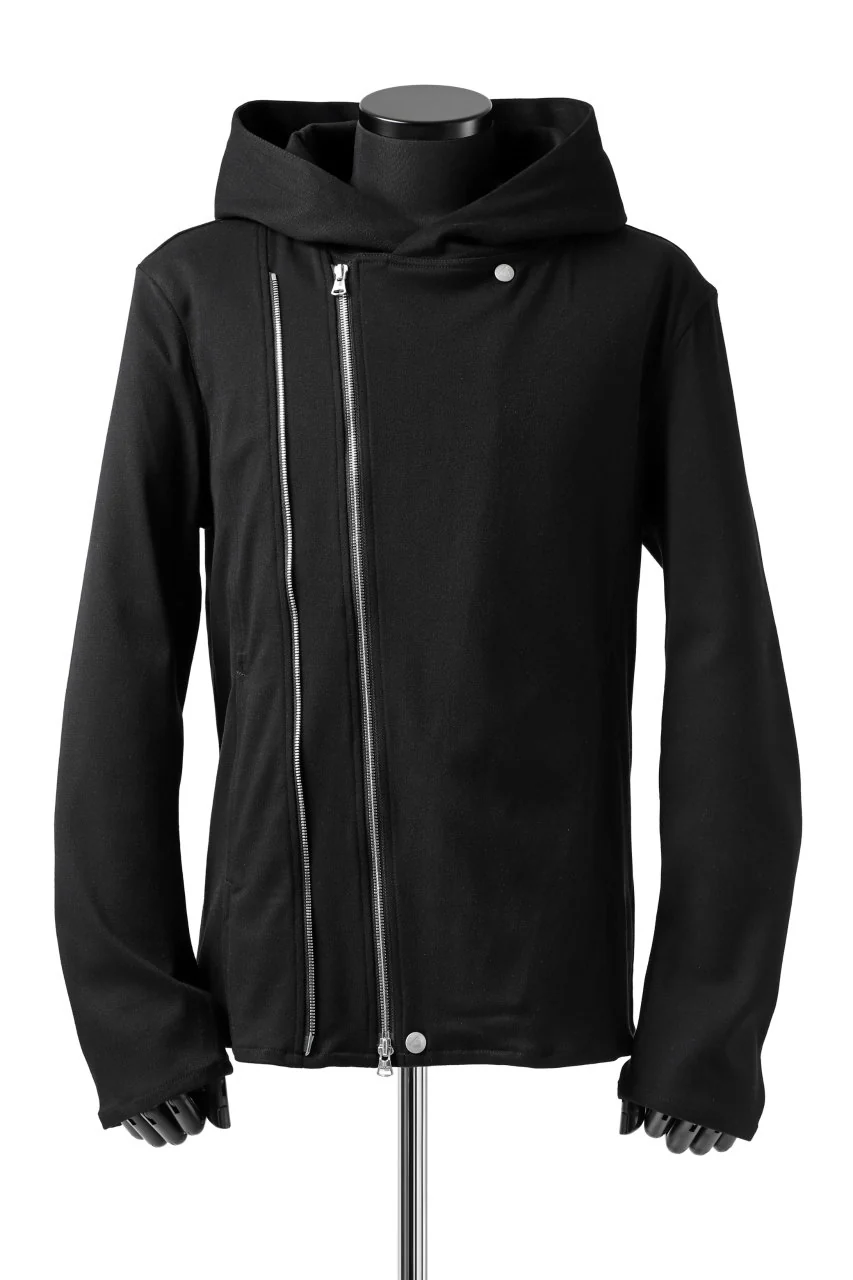 ISAMU KATAYAMA BACKLASH HOODED RIDERS BLOUSON / STRETCH RAYON SILK (BLACK)