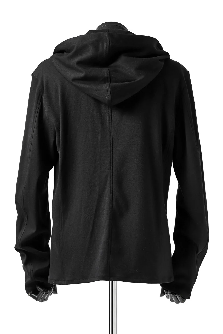 ISAMU KATAYAMA BACKLASH HOODED RIDERS BLOUSON / STRETCH RAYON SILK (BLACK) - Image 12