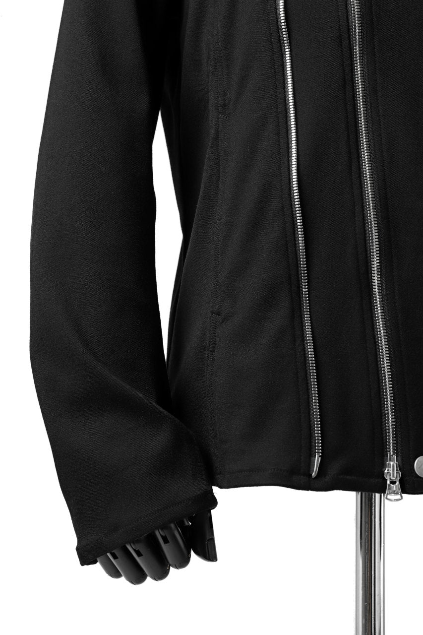 ISAMU KATAYAMA BACKLASH HOODED RIDERS BLOUSON / STRETCH RAYON SILK (BLACK) - Image 15
