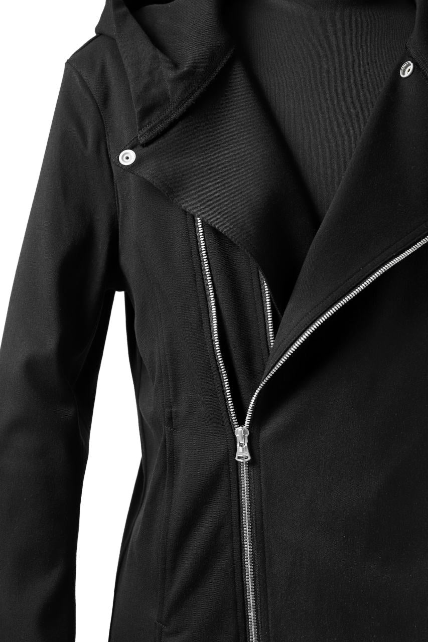 ISAMU KATAYAMA BACKLASH HOODED RIDERS BLOUSON / STRETCH RAYON SILK (BLACK) - Image 20