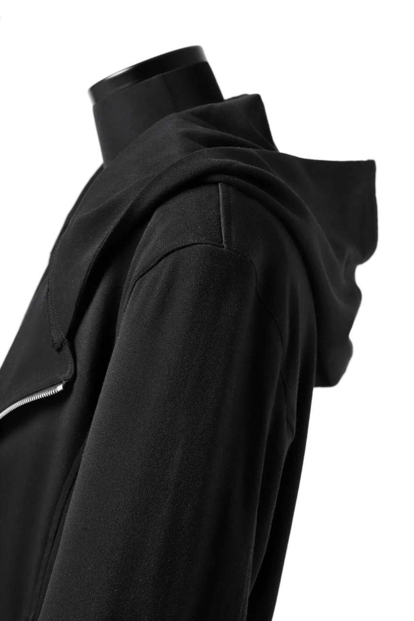 ISAMU KATAYAMA BACKLASH HOODED RIDERS BLOUSON / STRETCH RAYON SILK (BLACK) - Image 22