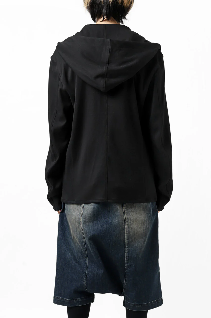 ISAMU KATAYAMA BACKLASH HOODED RIDERS BLOUSON / STRETCH RAYON SILK (BLACK) - Image 30