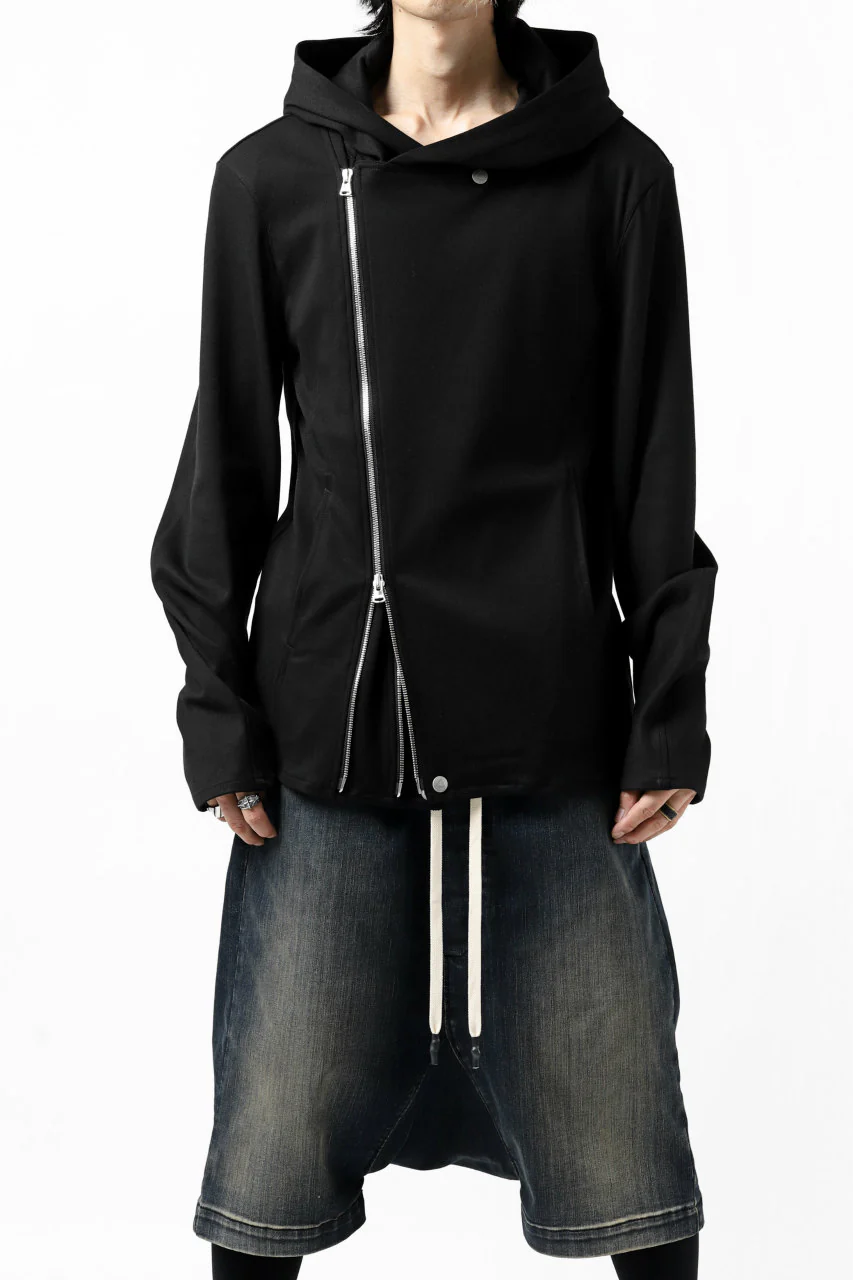ISAMU KATAYAMA BACKLASH HOODED RIDERS BLOUSON / STRETCH RAYON SILK (BLACK) - Image 43