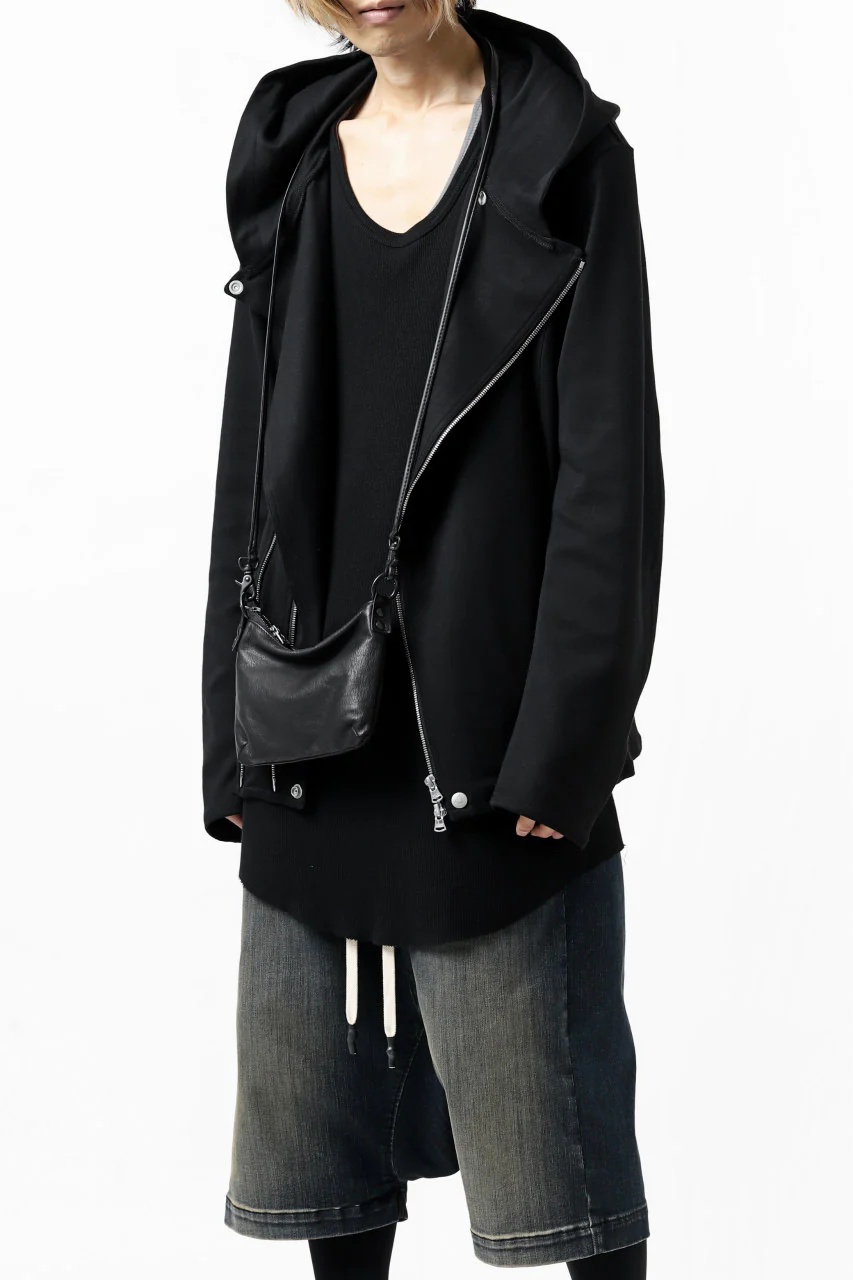 ISAMU KATAYAMA BACKLASH HOODED RIDERS BLOUSON / STRETCH RAYON SILK (BLACK) - Image 50