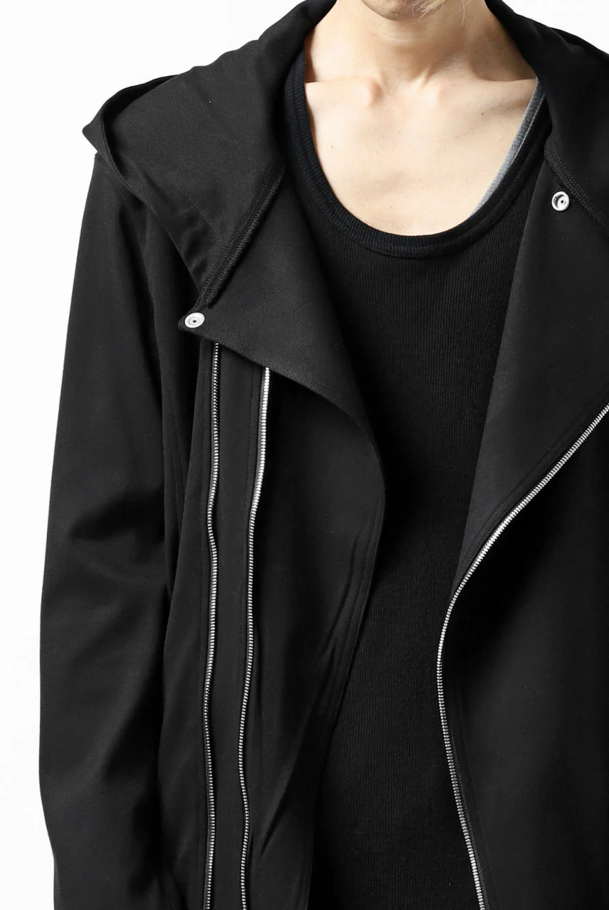 ISAMU KATAYAMA BACKLASH HOODED RIDERS BLOUSON / STRETCH RAYON SILK (BLACK) - Image 51